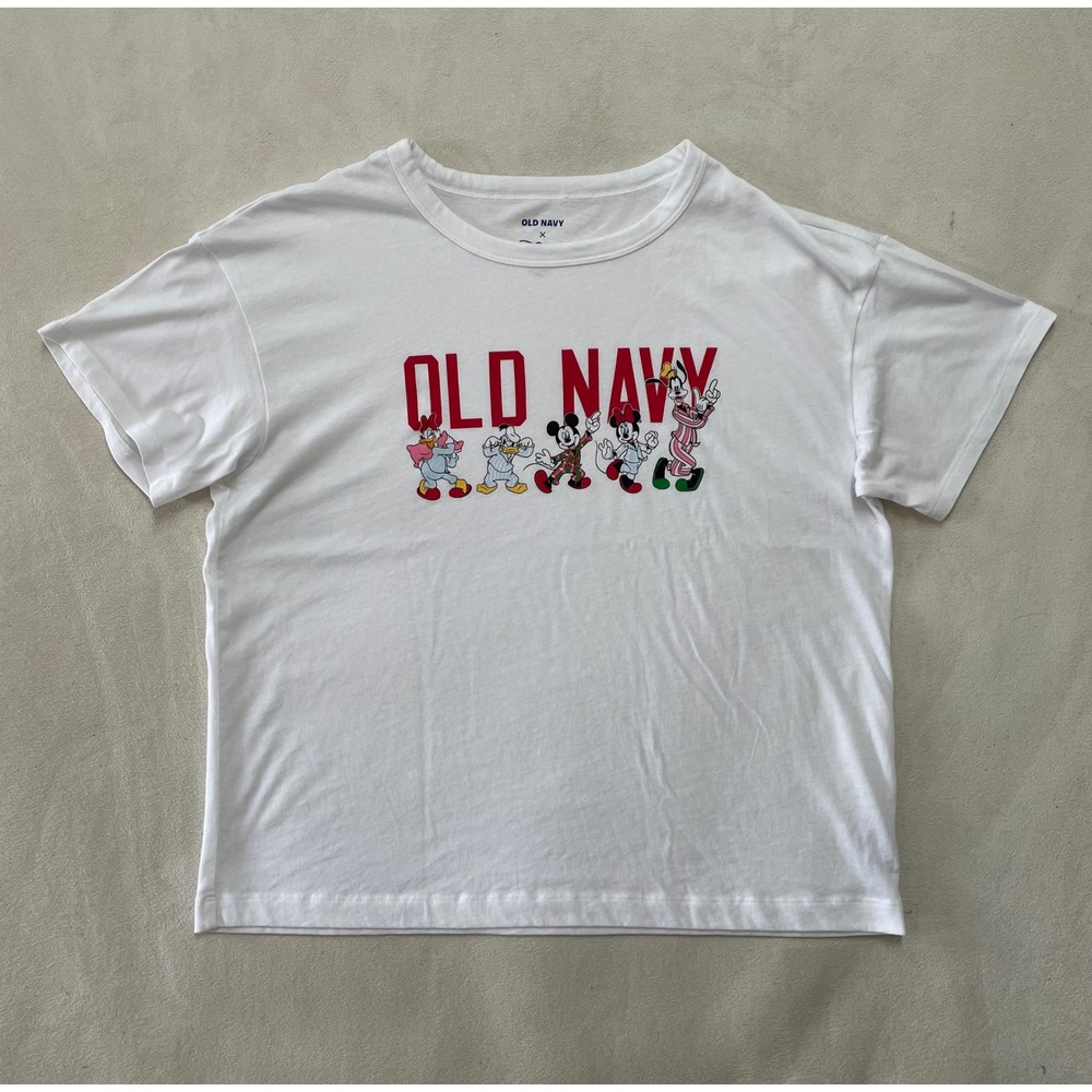 Old Navy x Disney Mickey Mouse & Friends White Graphic T-Shirt Womens Medium